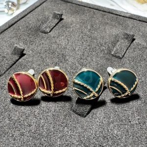 1 5 17. Bông tai tròn “Sóng Lụa” phối men màu
