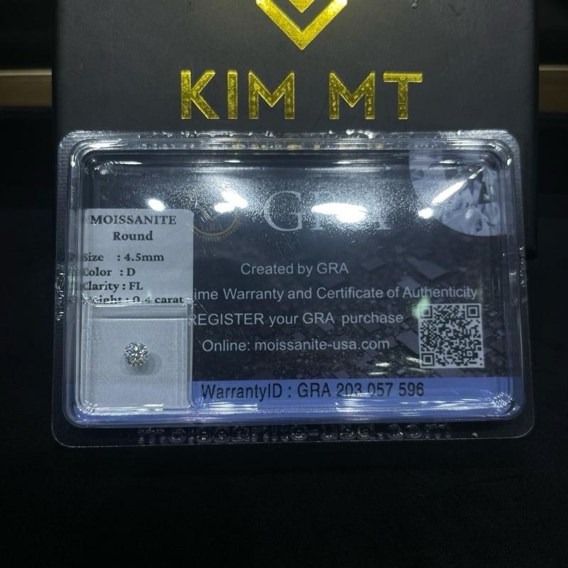4.5MM 58 GIÁC COLOR D CAO CẤP - ĐÁ GRA MOISSANITE KIM MT JEWELRY